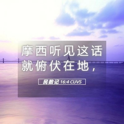 Picture 05 - 民 数 记 16:4 CUVS - 摩 西 听 见 这 话 就 俯 伏 在 地 - Bible Verse Picture