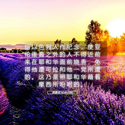 Picture 05 - 民 数 记 16:40 CUVS - 给 以 色 列 人 作 纪 念 ， 使 亚 伦 - Bible Verse Picture