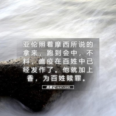 Picture 05 - 民 数 记 16:47 CUVS - 亚 伦 照 着 摩 西 所 说 的 拿 来 ， - Bible Verse Picture