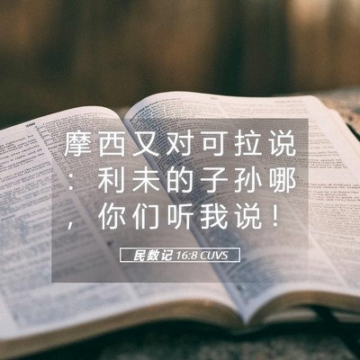 Picture 05 - 民 数 记 16:8 CUVS - 摩 西 又 对 可 拉 说 ： 利 未 的 子 - Bible Verse Picture