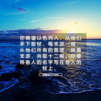Picture 05 - 民 数 记 17:2 CUVS - 你 晓 谕 以 色 列 人 ， 从 他 们 手 - Bible Verse Picture
