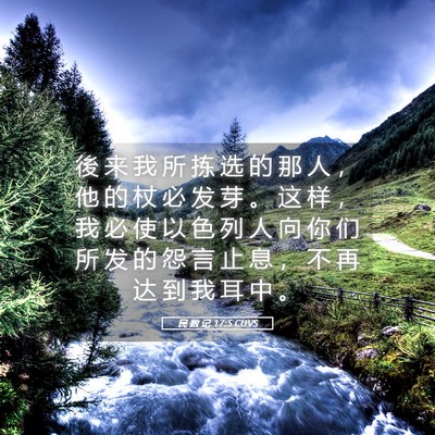 Picture 05 - 民 数 记 17:5 CUVS - 後 来 我 所 拣 选 的 那 人 ， 他 的 - Bible Verse Picture