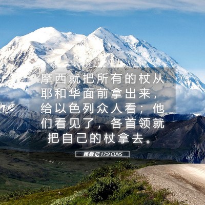 Picture 05 - 民 数 记 17:9 CUVS - 摩 西 就 把 所 有 的 杖 从 耶 和 华 - Bible Verse Picture
