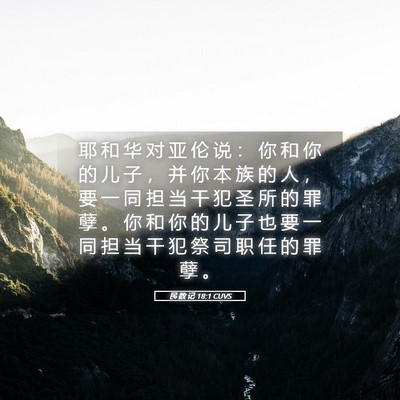 Picture 05 - 民 数 记 18:1 CUVS - 耶 和 华 对 亚 伦 说 ： 你 和 你 的 - Bible Verse Picture