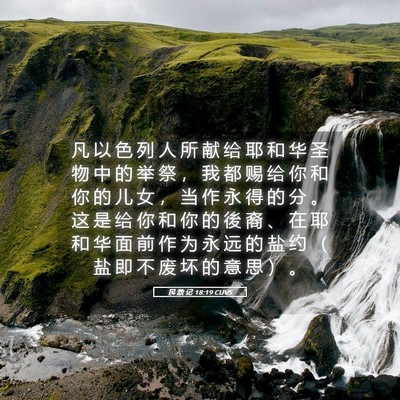 Picture 05 - 民 数 记 18:19 CUVS - 凡 以 色 列 人 所 献 给 耶 和 华 圣 - Bible Verse Picture