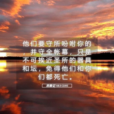 Picture 05 - 民 数 记 18:3 CUVS - 他 们 要 守 所 吩 咐 你 的 ， 并 守 - Bible Verse Picture