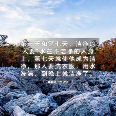 Picture 05 - 民 数 记 19:19 CUVS - 第 三 天 和 第 七 天 ， 洁 净 的 人 - Bible Verse Picture