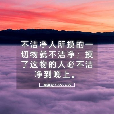 Picture 05 - 民 数 记 19:22 CUVS - 不 洁 净 人 所 摸 的 一 切 物 就 不 - Bible Verse Picture