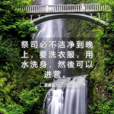 Picture 05 - 民 数 记 19:7 CUVS - 祭 司 必 不 洁 净 到 晚 上 ， 要 洗 - Bible Verse Picture