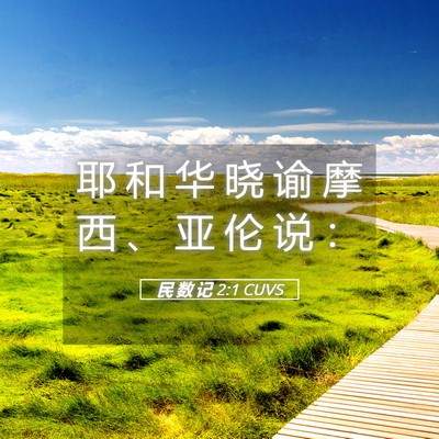 Picture 05 - 民 数 记 2:1 CUVS - 耶 和 华 晓 谕 摩 西 、 亚 伦 说 - Bible Verse Picture