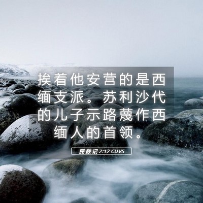 Picture 05 - 民 数 记 2:12 CUVS - 挨 着 他 安 营 的 是 西 缅 支 派 。 - Bible Verse Picture
