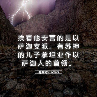 Picture 05 - 民 数 记 2:5 CUVS - 挨 着 他 安 营 的 是 以 萨 迦 支 派 - Bible Verse Picture