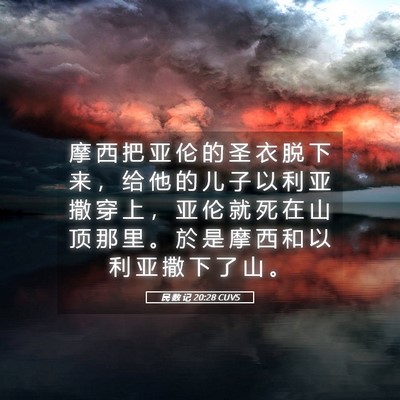 Picture 05 - 民 数 记 20:28 CUVS - 摩 西 把 亚 伦 的 圣 衣 脱 下 来 ， - Bible Verse Picture