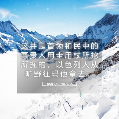 Picture 05 - 民 数 记 21:18 CUVS - 这 井 是 首 领 和 民 中 的 尊 贵 人 - Bible Verse Picture