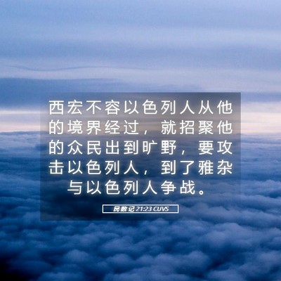 Picture 05 - 民 数 记 21:23 CUVS - 西 宏 不 容 以 色 列 人 从 他 的 境 - Bible Verse Picture