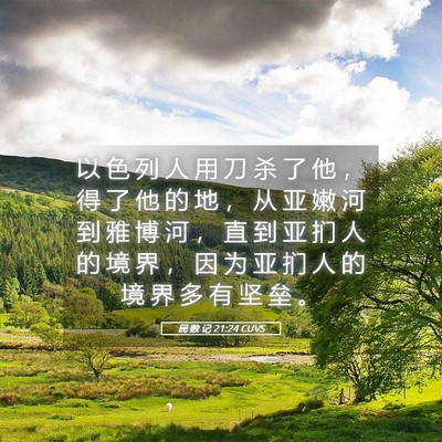 Picture 05 - 民 数 记 21:24 CUVS - 以 色 列 人 用 刀 杀 了 他 ， 得 了 - Bible Verse Picture