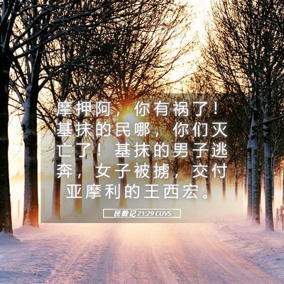 Picture 05 - 民 数 记 21:29 CUVS - 摩 押 阿 ， 你 有 祸 了 ！ 基 抹 的 - Bible Verse Picture