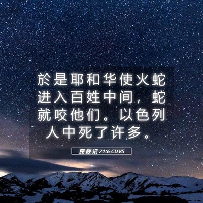 Picture 05 - 民 数 记 21:6 CUVS - 於 是 耶 和 华 使 火 蛇 进 入 百 姓 - Bible Verse Picture
