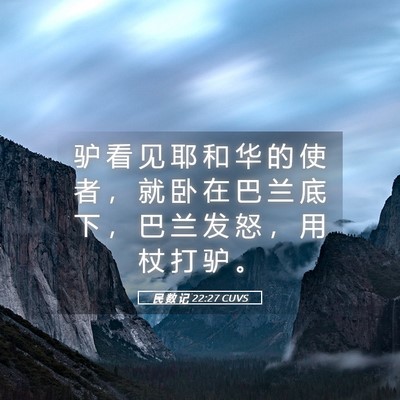 Picture 05 - 民 数 记 22:27 CUVS - 驴 看 见 耶 和 华 的 使 者 ， 就 卧 - Bible Verse Picture