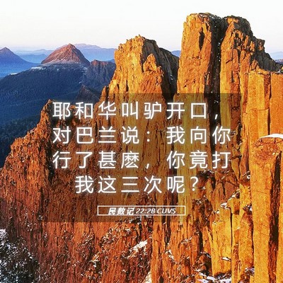 Picture 05 - 民 数 记 22:28 CUVS - 耶 和 华 叫 驴 开 口 ， 对 巴 兰 说 - Bible Verse Picture