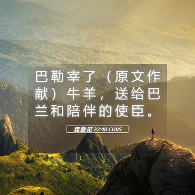 Picture 05 - 民 数 记 22:40 CUVS - 巴 勒 宰 了 （ 原 文 作 献 ） 牛 羊 - Bible Verse Picture