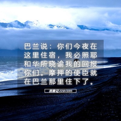 Picture 05 - 民 数 记 22:8 CUVS - 巴 兰 说 ： 你 们 今 夜 在 这 里 住 - Bible Verse Picture