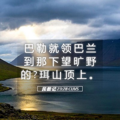 Picture 05 - 民 数 记 23:28 CUVS - 巴 勒 就 领 巴 兰 到 那 下 望 旷 野 - Bible Verse Picture