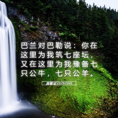 Picture 05 - 民 数 记 23:29 CUVS - 巴 兰 对 巴 勒 说 ： 你 在 这 里 为 - Bible Verse Picture
