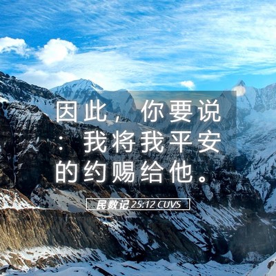 Picture 05 - 民 数 记 25:12 CUVS - 因 此 ， 你 要 说 ： 我 将 我 平 安 - Bible Verse Picture