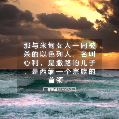 Picture 05 - 民 数 记 25:14 CUVS - 那 与 米 甸 女 人 一 同 被 杀 的 以 - Bible Verse Picture
