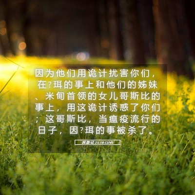 Picture 05 - 民 数 记 25:18 CUVS - 因 为 他 们 用 诡 计 扰 害 你 们 ， - Bible Verse Picture