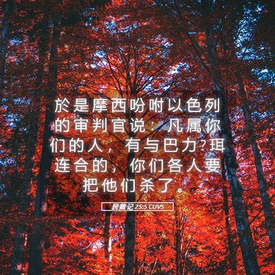Picture 05 - 民 数 记 25:5 CUVS - 於 是 摩 西 吩 咐 以 色 列 的 审 判 - Bible Verse Picture