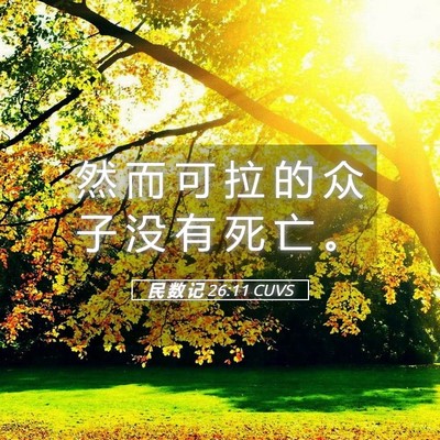Picture 05 - 民 数 记 26:11 CUVS - 然 而 可 拉 的 众 子 没 有 死 亡 - Bible Verse Picture