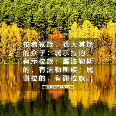 Picture 05 - 民 数 记 26:20 CUVS - 按 着 家 族 ， 犹 大 其 馀 的 众 子 - Bible Verse Picture
