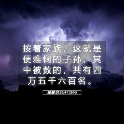 Picture 05 - 民 数 记 26:41 CUVS - 按 着 家 族 ， 这 就 是 便 雅 悯 的 - Bible Verse Picture