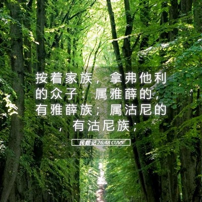 Picture 05 - 民 数 记 26:48 CUVS - 按 着 家 族 ， 拿 弗 他 利 的 众 子 - Bible Verse Picture