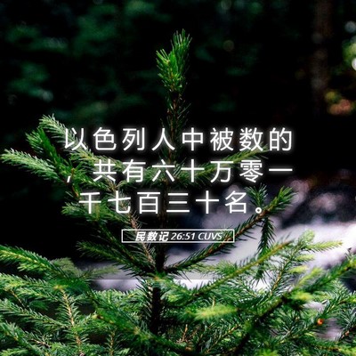 Picture 05 - 民 数 记 26:51 CUVS - 以 色 列 人 中 被 数 的 ， 共 有 六 - Bible Verse Picture