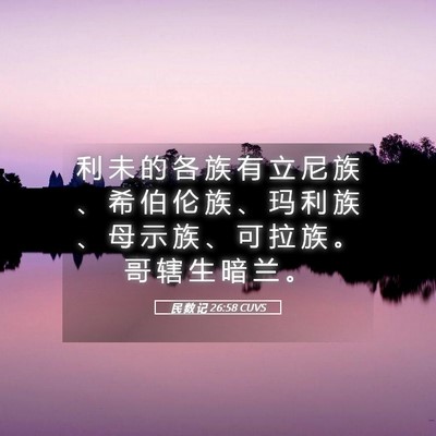 Picture 05 - 民 数 记 26:58 CUVS - 利 未 的 各 族 有 立 尼 族 、 希 伯 - Bible Verse Picture