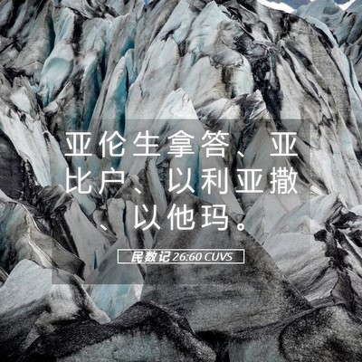 Picture 05 - 民 数 记 26:60 CUVS - 亚 伦 生 拿 答 、 亚 比 户 、 以 利 - Bible Verse Picture