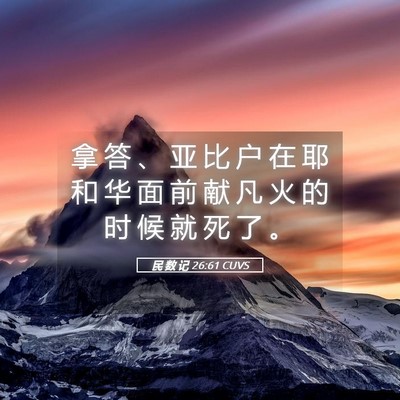 Picture 05 - 民 数 记 26:61 CUVS - 拿 答 、 亚 比 户 在 耶 和 华 面 前 - Bible Verse Picture