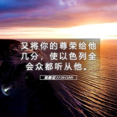 Picture 05 - 民 数 记 27:20 CUVS - 又 将 你 的 尊 荣 给 他 几 分 ， 使 - Bible Verse Picture