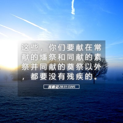Picture 05 - 民 数 记 28:31 CUVS - 这 些 ， 你 们 要 献 在 常 献 的 燔 - Bible Verse Picture