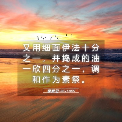Picture 05 - 民 数 记 28:5 CUVS - 又 用 细 面 伊 法 十 分 之 一 ， 并 - Bible Verse Picture