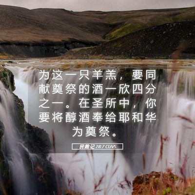 Picture 05 - 民 数 记 28:7 CUVS - 为 这 一 只 羊 羔 ， 要 同 献 奠 祭 - Bible Verse Picture