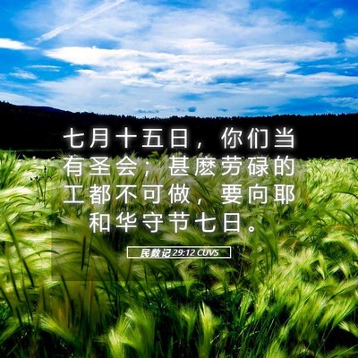 Picture 05 - 民 数 记 29:12 CUVS - 七 月 十 五 日 ， 你 们 当 有 圣 会 - Bible Verse Picture