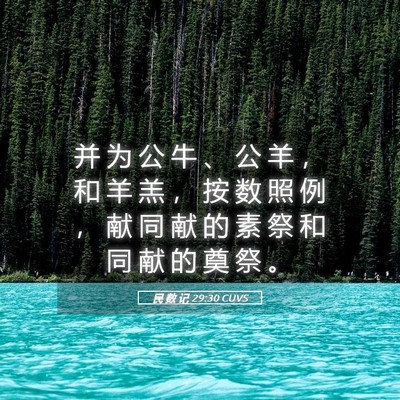 Picture 05 - 民 数 记 29:30 CUVS - 并 为 公 牛 、 公 羊 ， 和 羊 羔 ， - Bible Verse Picture