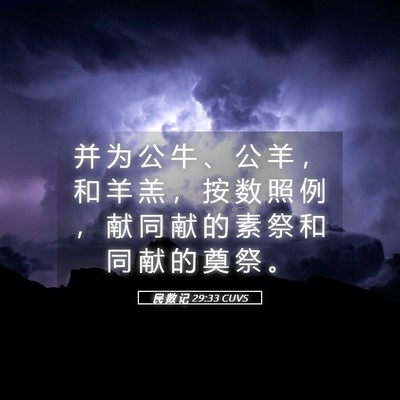 Picture 05 - 民 数 记 29:33 CUVS - 并 为 公 牛 、 公 羊 ， 和 羊 羔 ， - Bible Verse Picture