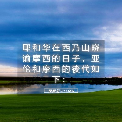 Picture 05 - 民 数 记 3:1 CUVS - 耶 和 华 在 西 乃 山 晓 谕 摩 西 的 - Bible Verse Picture