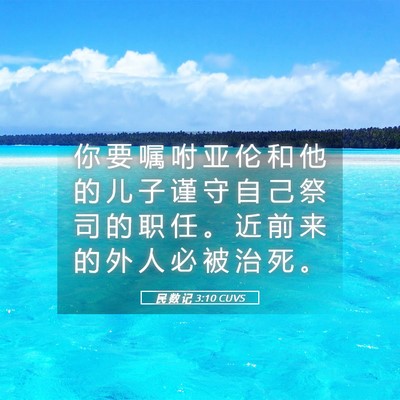 Picture 05 - 民 数 记 3:10 CUVS - 你 要 嘱 咐 亚 伦 和 他 的 儿 子 谨 - Bible Verse Picture