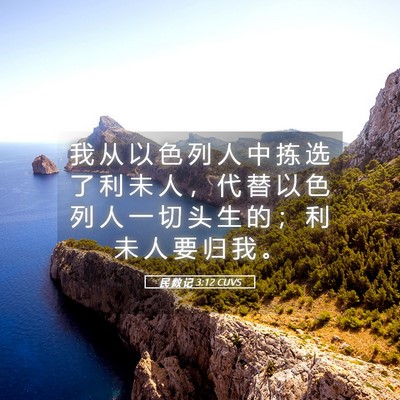 Picture 05 - 民 数 记 3:12 CUVS - 我 从 以 色 列 人 中 拣 选 了 利 未 - Bible Verse Picture